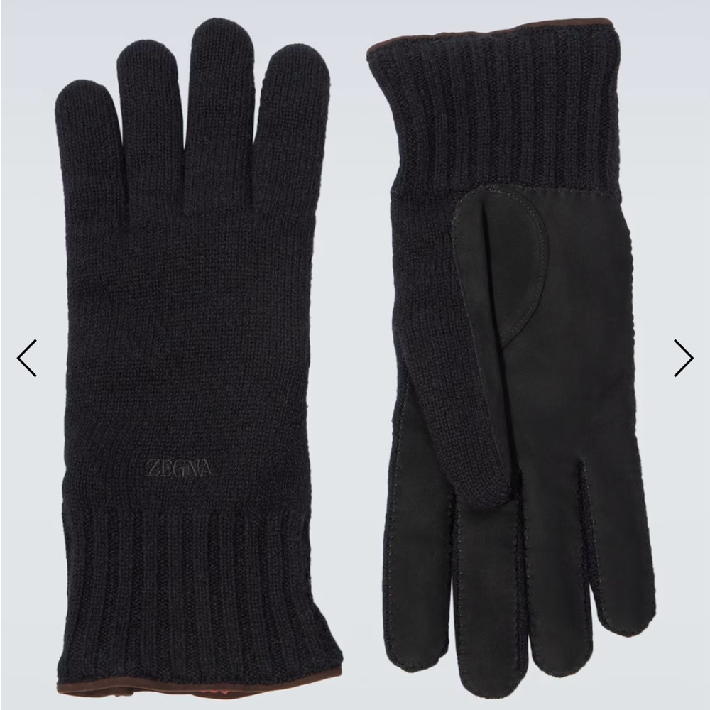 Zegna
Leather-trimmed cashmere gloves, never worn